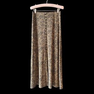 Briggs Brown Black Floral Paisley Slinky Midi Skirt Size S